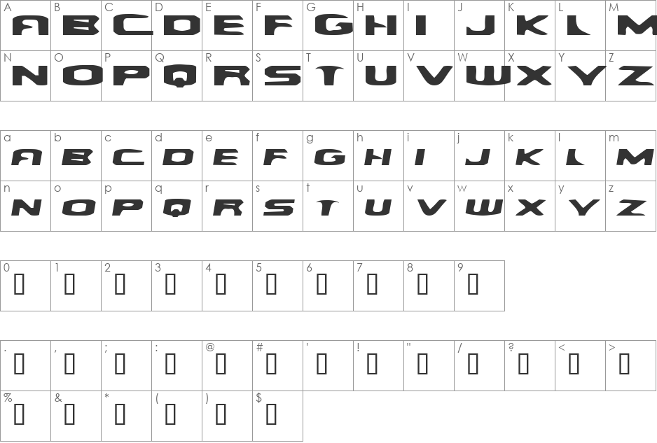 Yellow Dog font character map preview