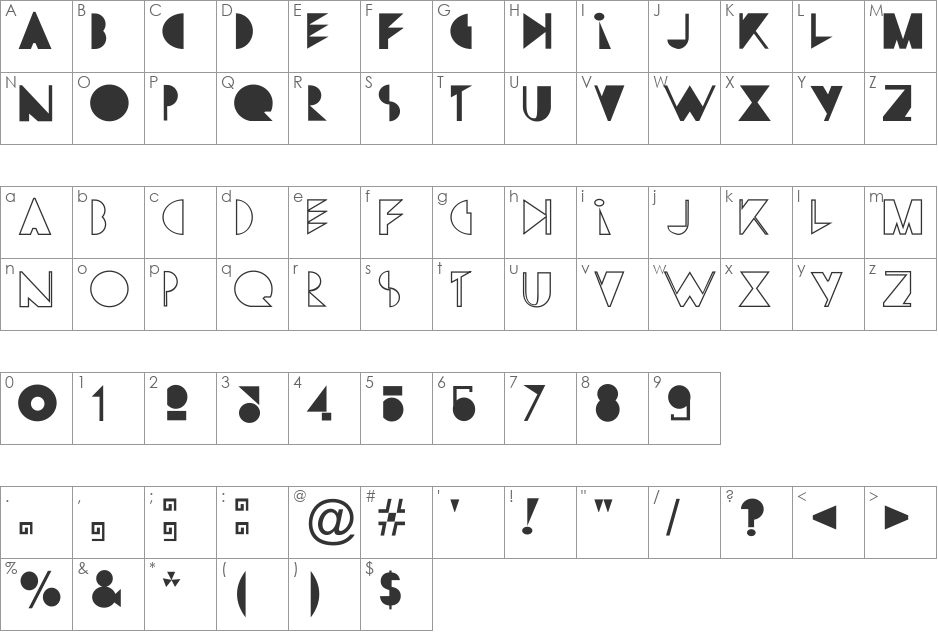 Yes:CityOfAngels font character map preview