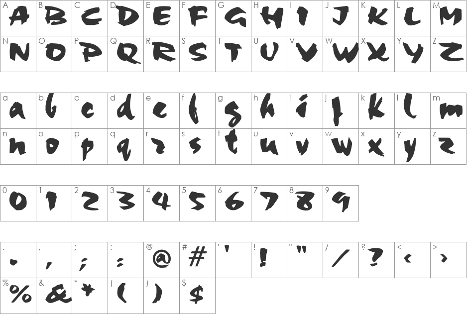 Yes:Union font character map preview