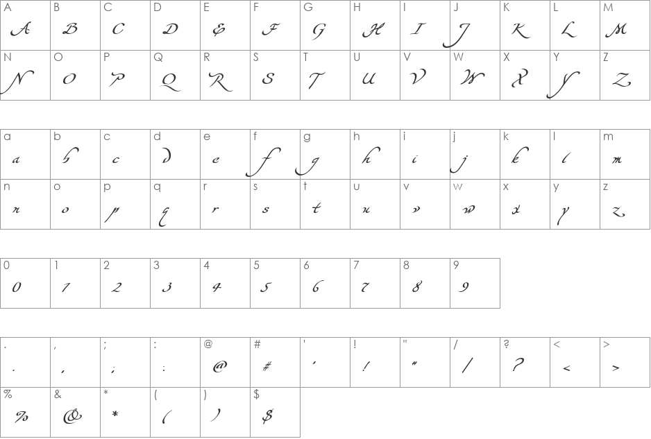 Yevida Potens font character map preview