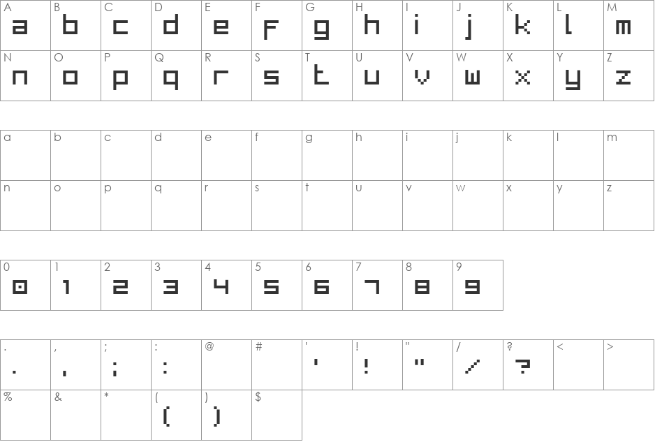 BitLow font character map preview