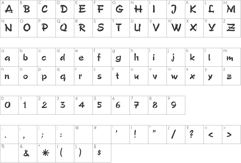 Yitsui font character map preview