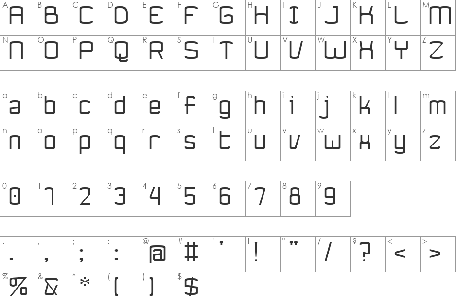 Ynnovatta font character map preview