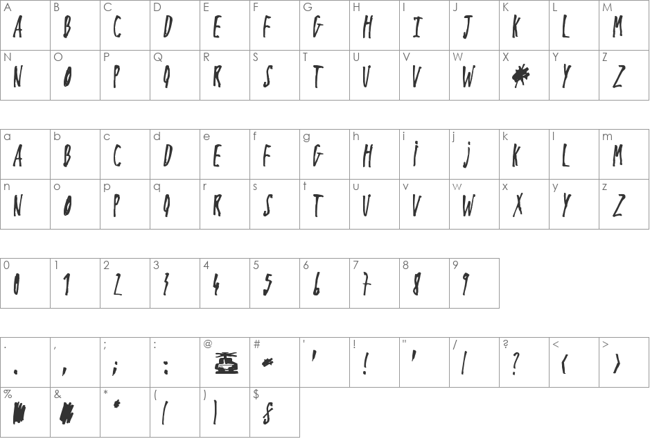 Yo Lobi font character map preview
