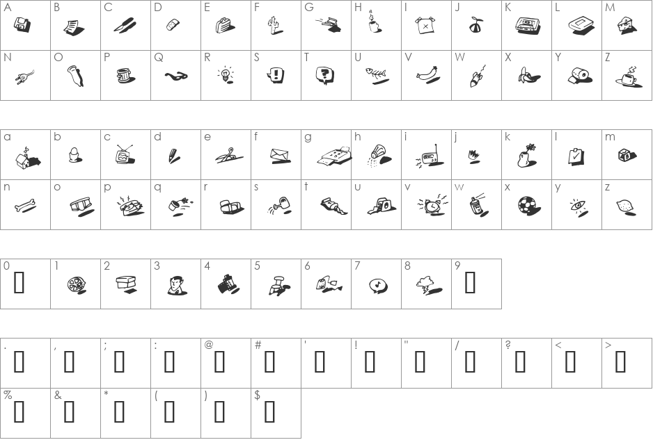 yodle font character map preview