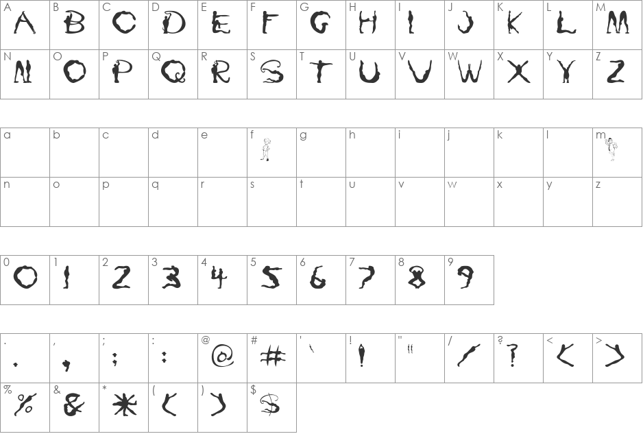 YOGA font character map preview
