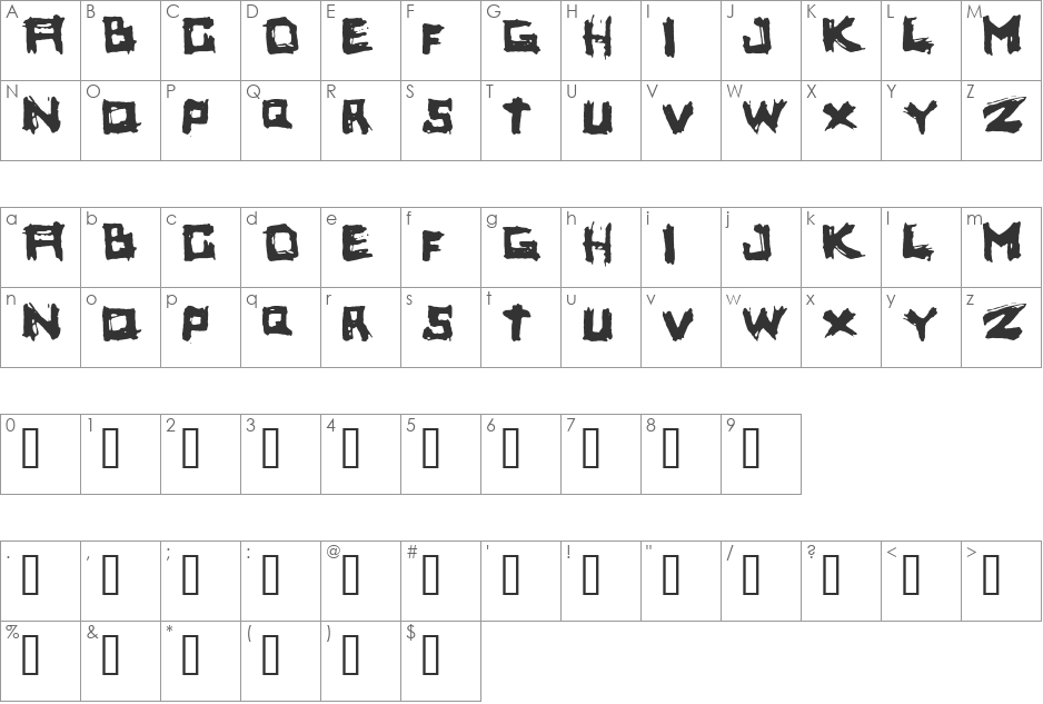 yoicks font character map preview