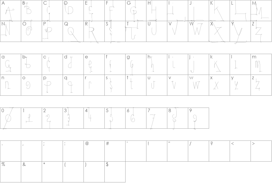 YolAsm font character map preview