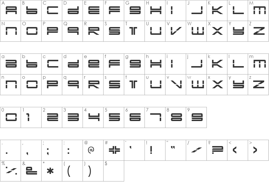 Yonder Recoil font character map preview