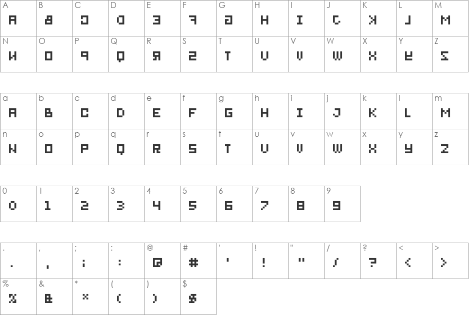 bitmirror font character map preview