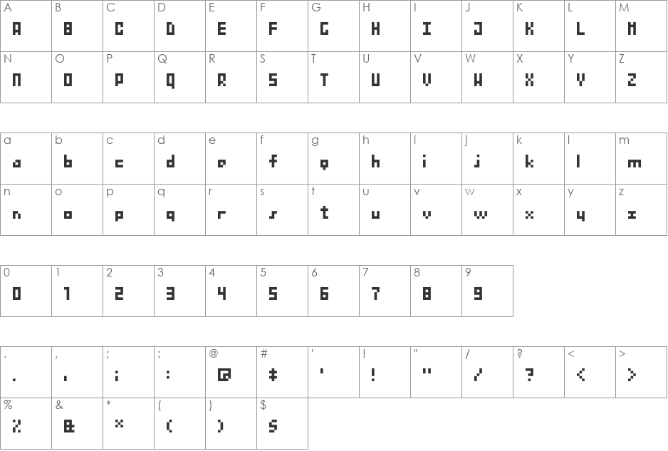 BitNanov33 font character map preview