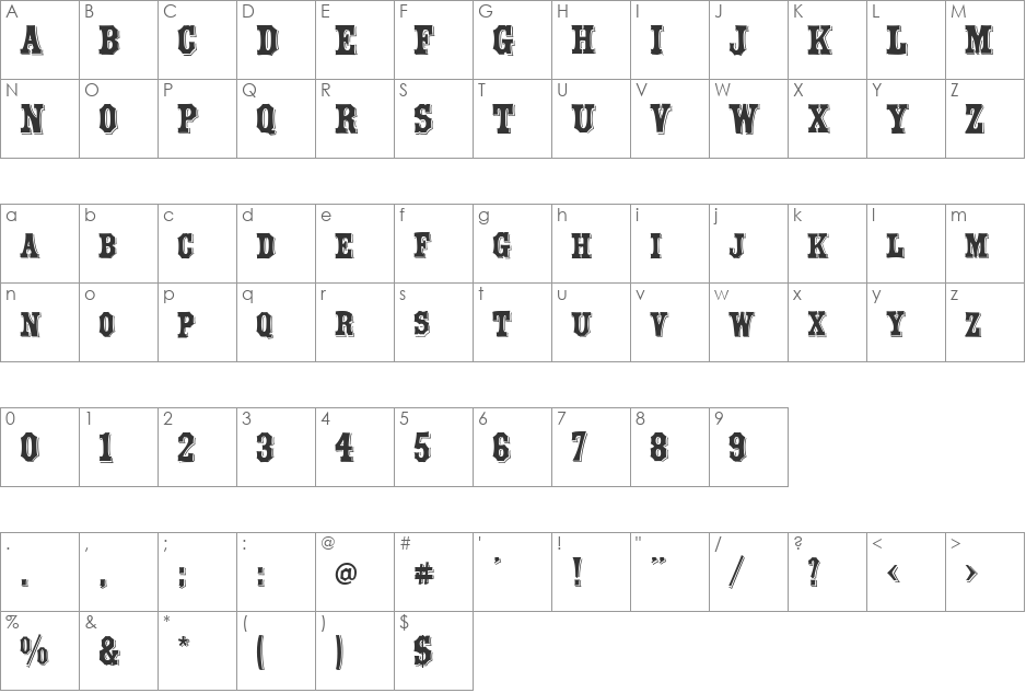 Yorktown font character map preview