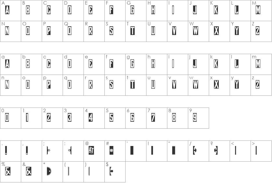 yorkwhiteletter font character map preview