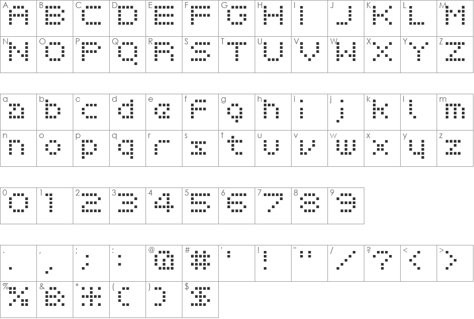 BITNEON font character map preview