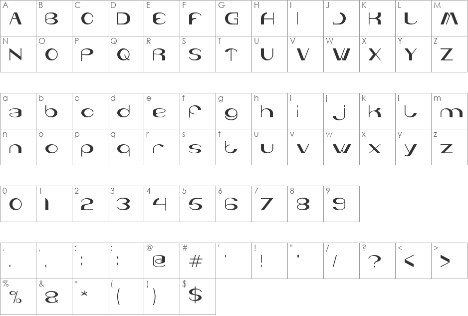You & Me & Everyone Else font character map preview