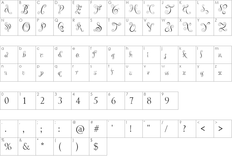 You Are Precious font character map preview