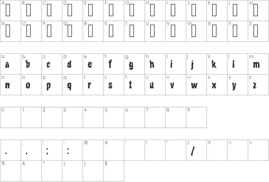 Bito Bold font character map preview
