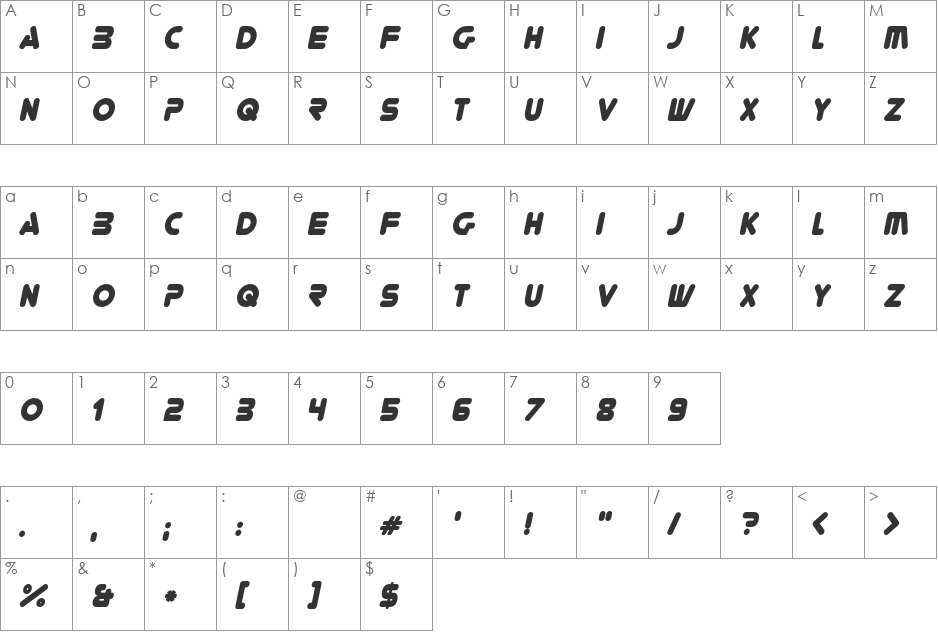 You're Gone font character map preview