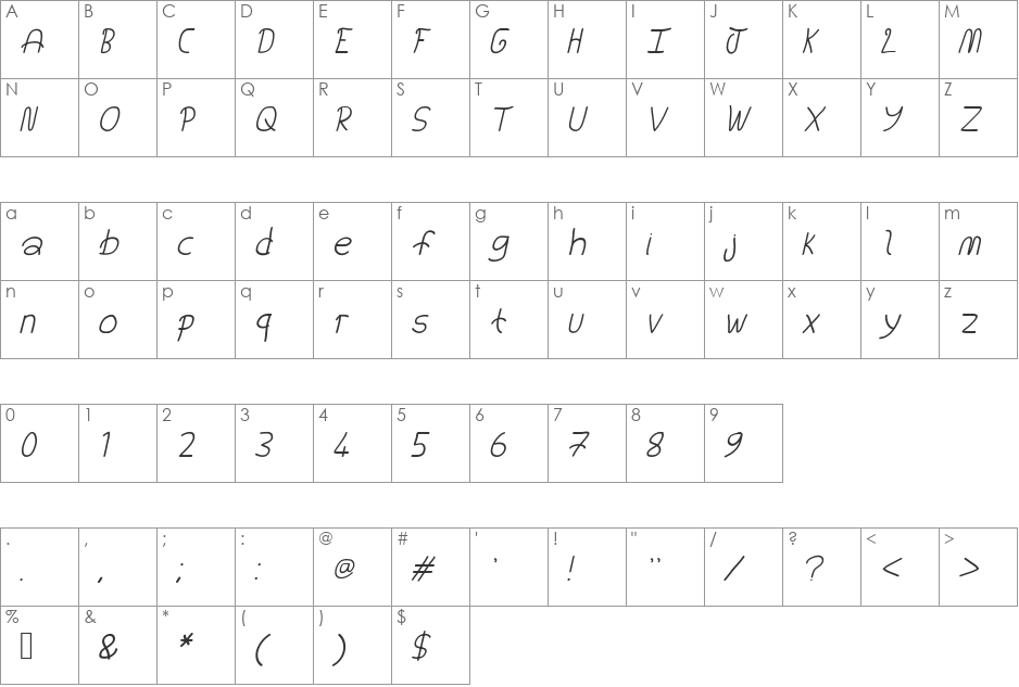 You're Still The One font character map preview
