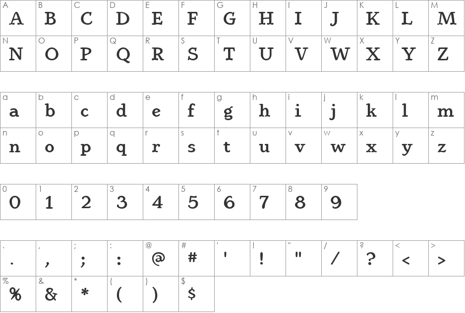 Youbee font character map preview