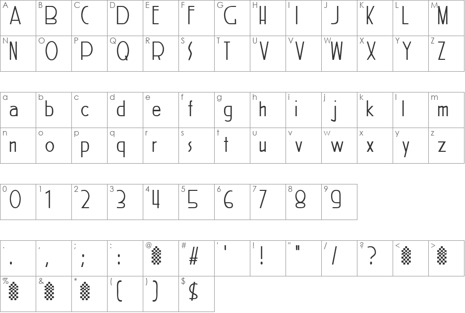 Young Dracula NFI font character map preview