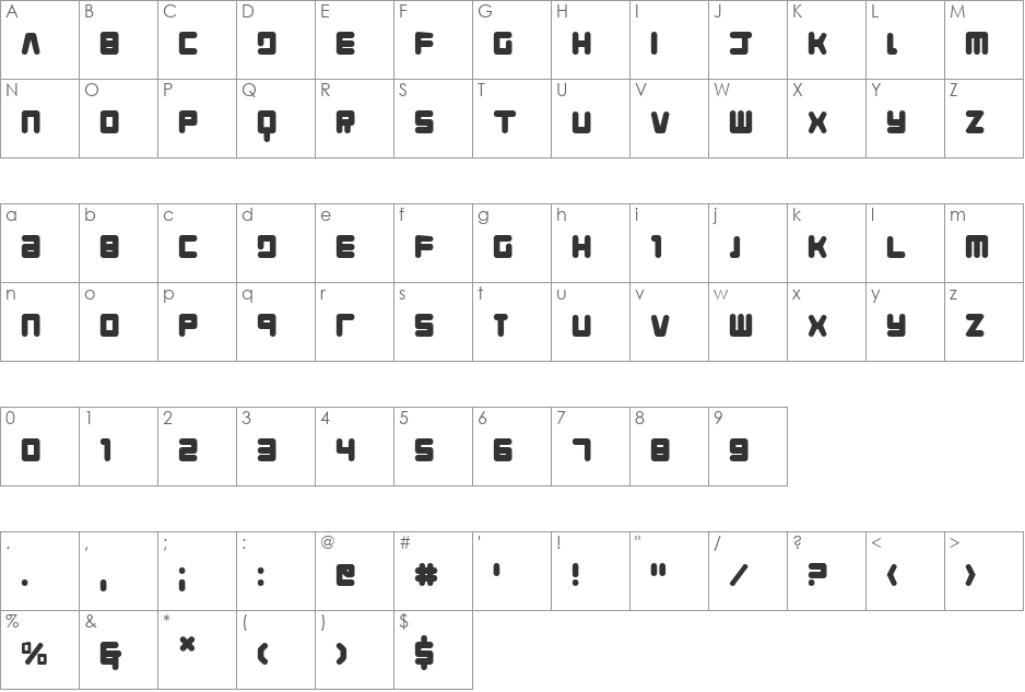 Young Techs Laser Italic font character map preview