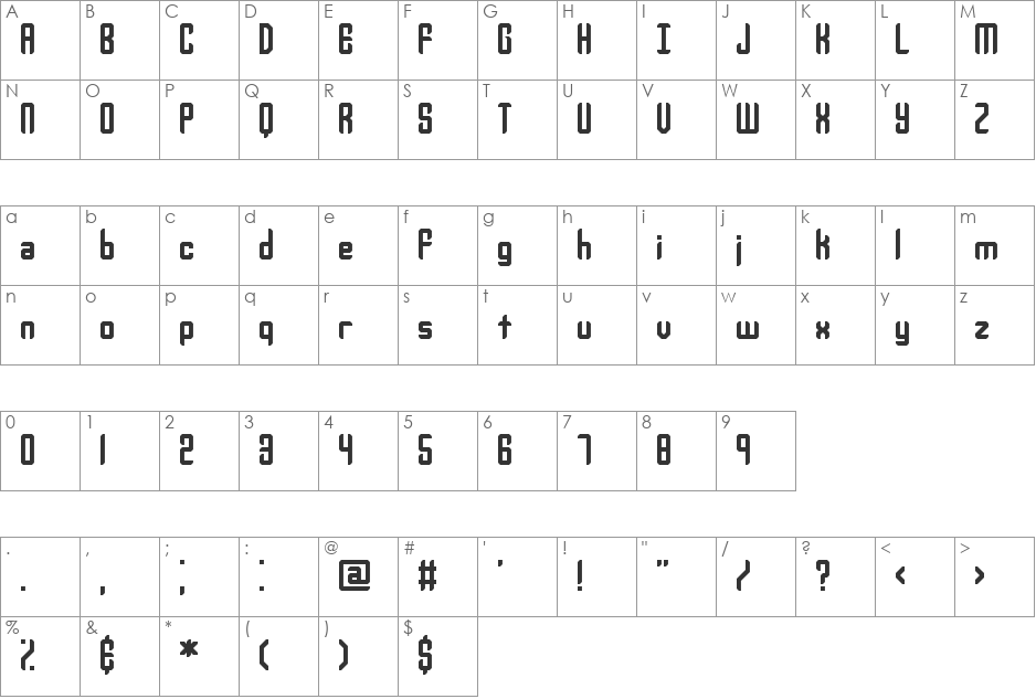 Your Complex O BRK font character map preview