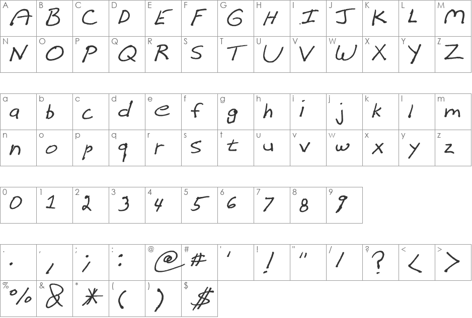 Your Font font character map preview