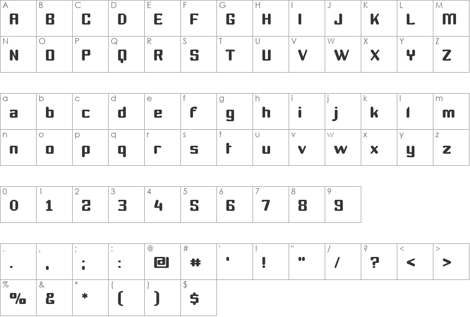 Youthanasia font character map preview