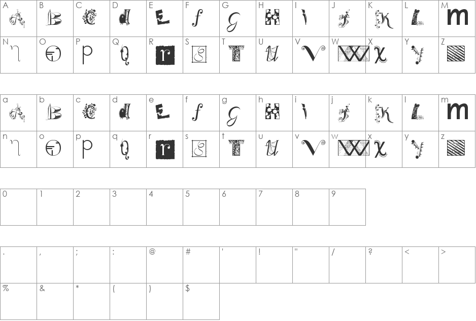 BitsNBobs font character map preview