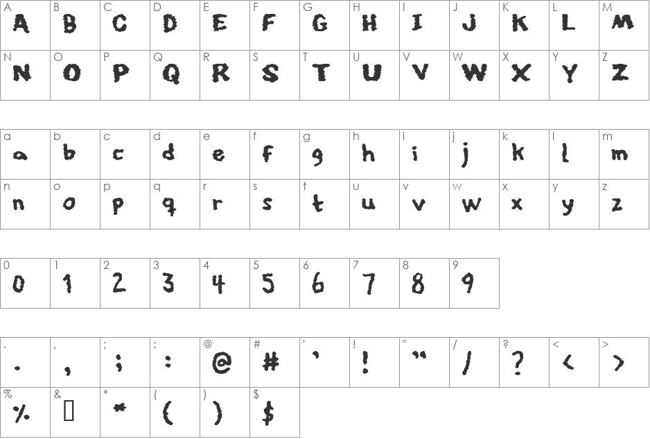 Youthquake font character map preview
