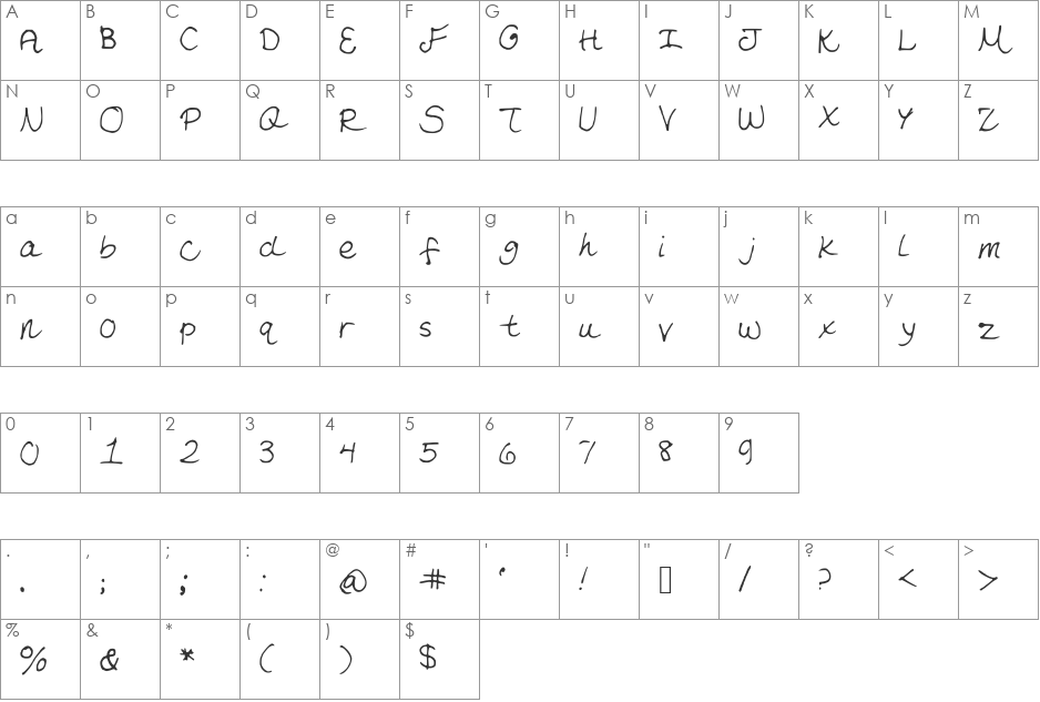 YouveBeenHazed font character map preview