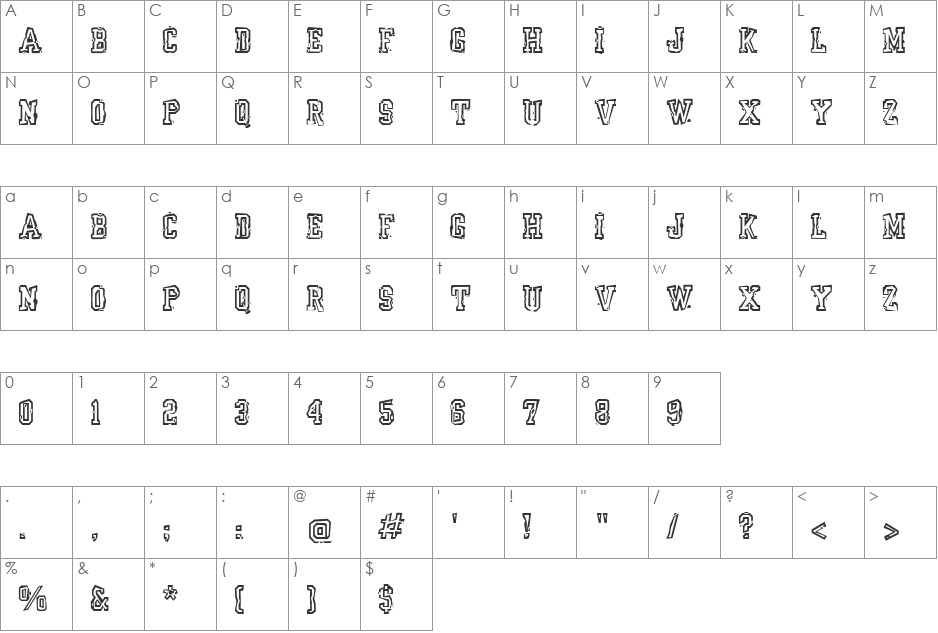 YrBkMess font character map preview