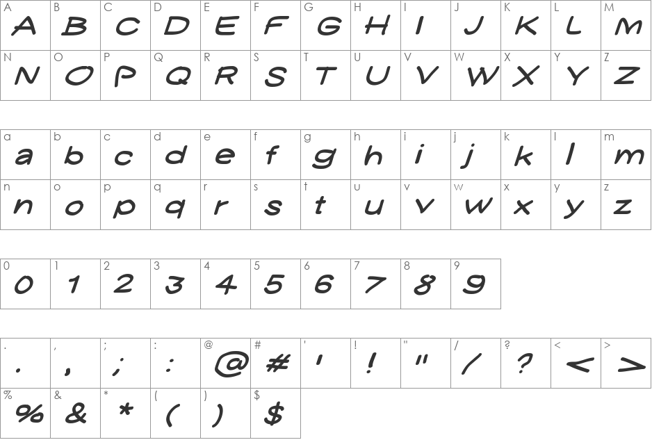 YUKATHIN_N.CONTE SMILE font character map preview