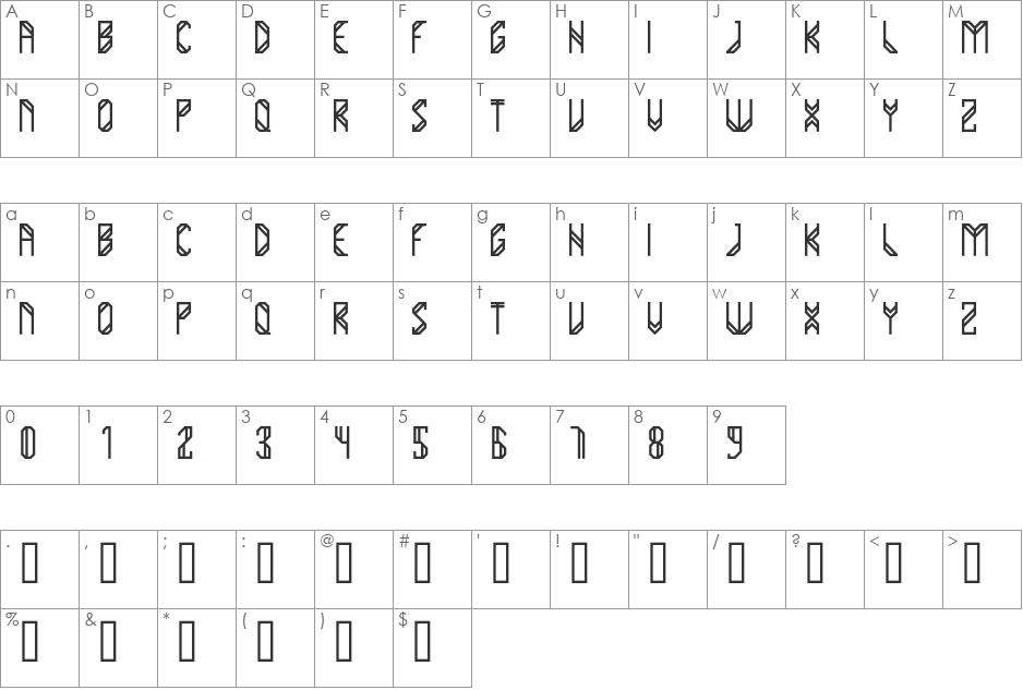 Yuma font character map preview