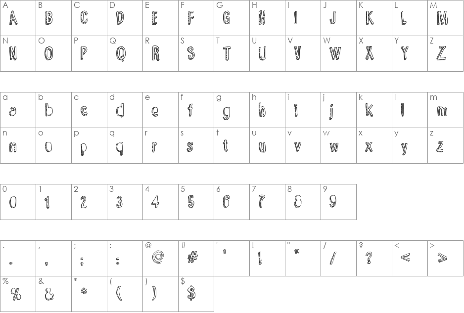 Yummy Lollipop font character map preview