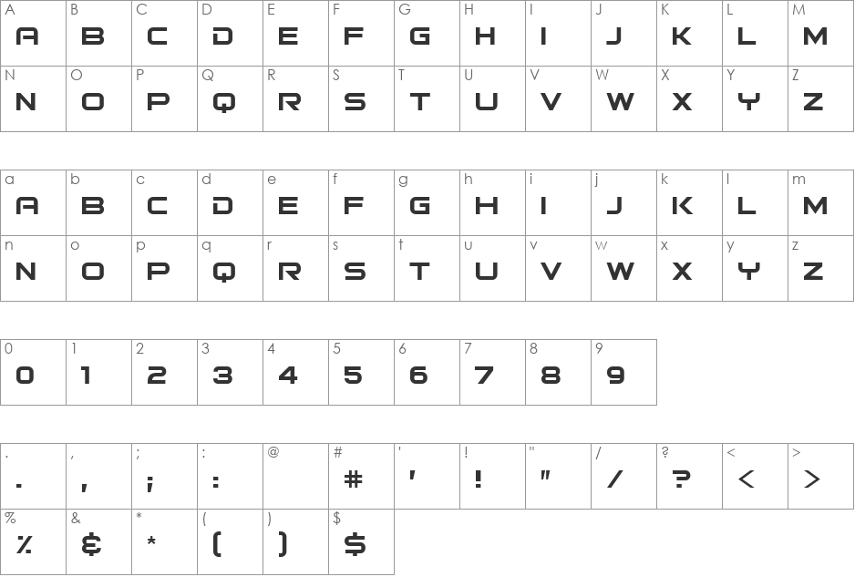 Bitsumishi font character map preview