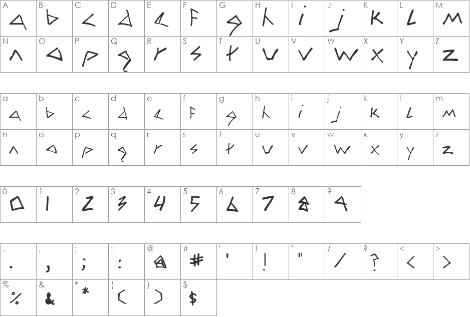 Zag font character map preview