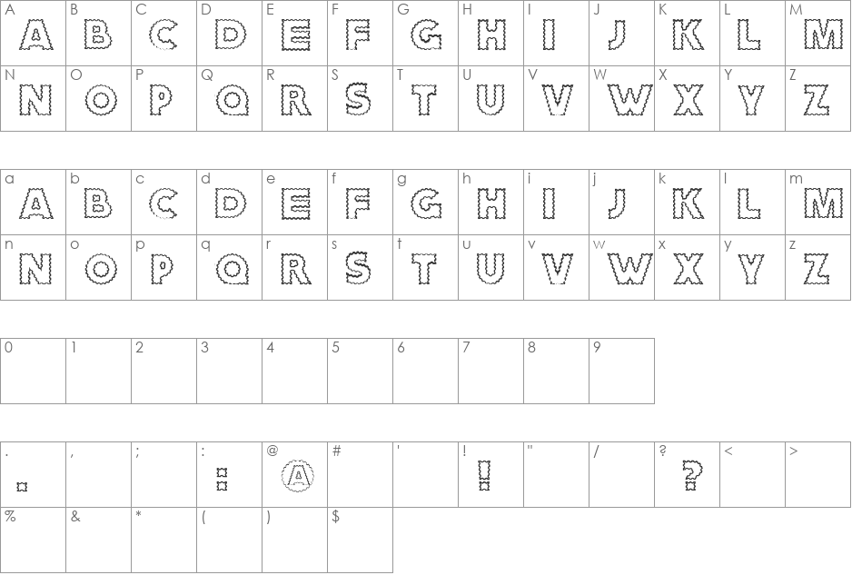 ZagzagCaps font character map preview