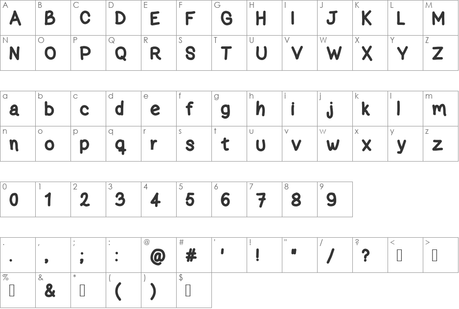 zama Thin font character map preview