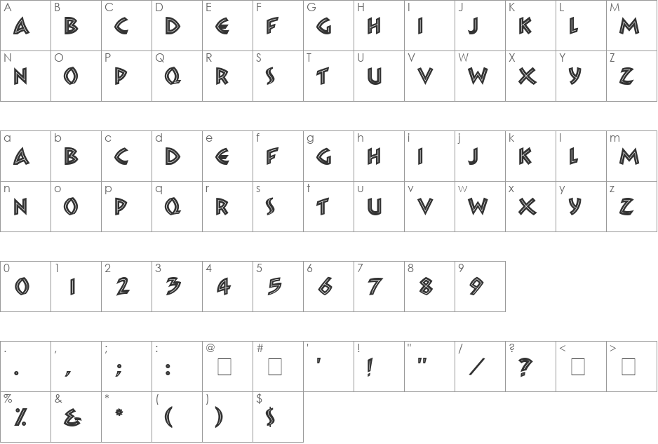 Zambesi MN font character map preview
