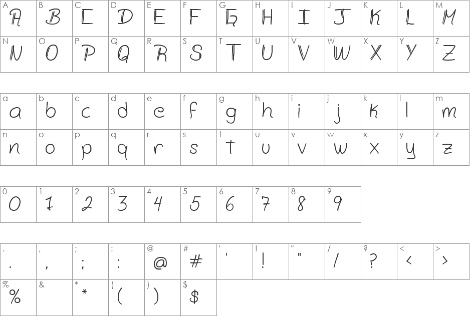 Zamsley font character map preview