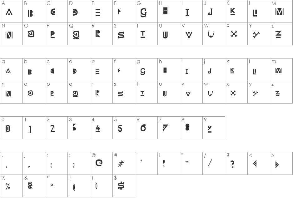 Zany Whatever It Means font character map preview