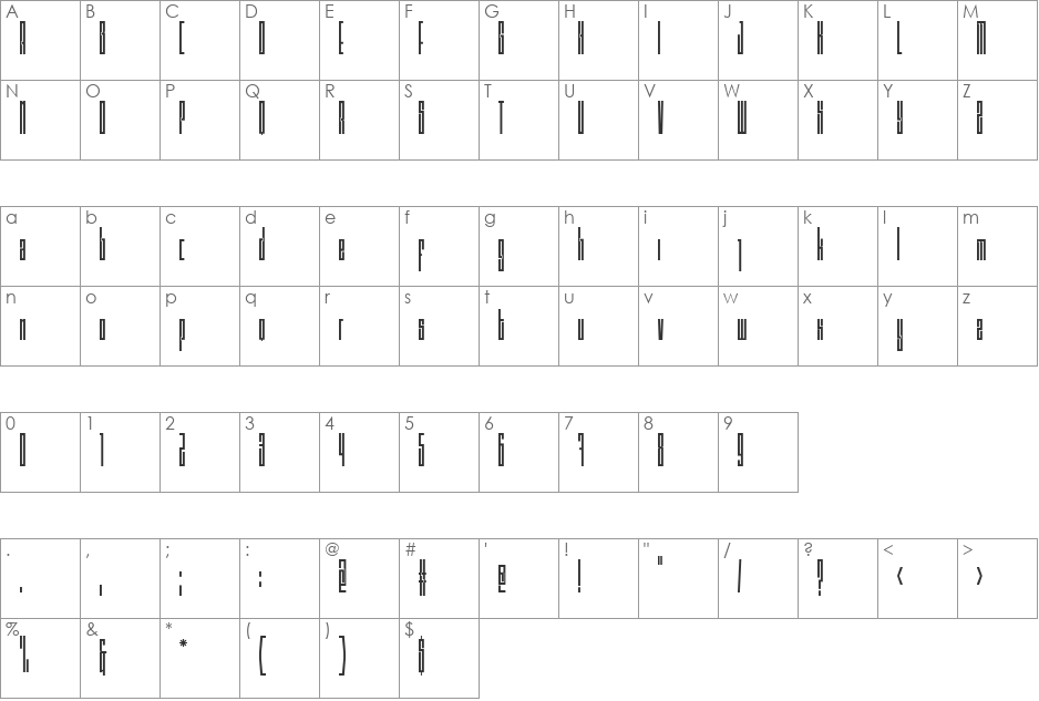 Zaun font character map preview
