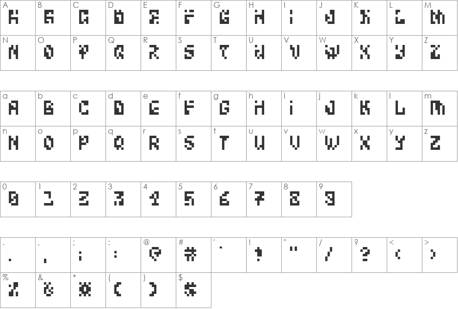 Bitwise Alpha font character map preview