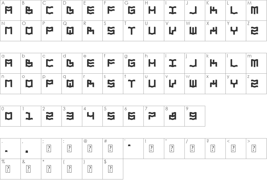 Zdyk Aquarius font character map preview