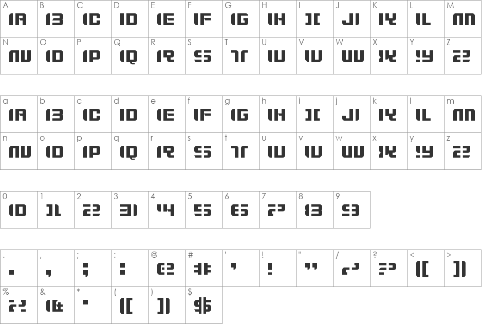 Zdyk Gemini font character map preview