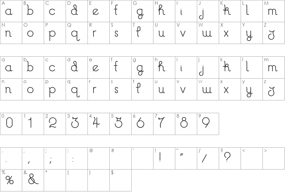 Zebra font character map preview