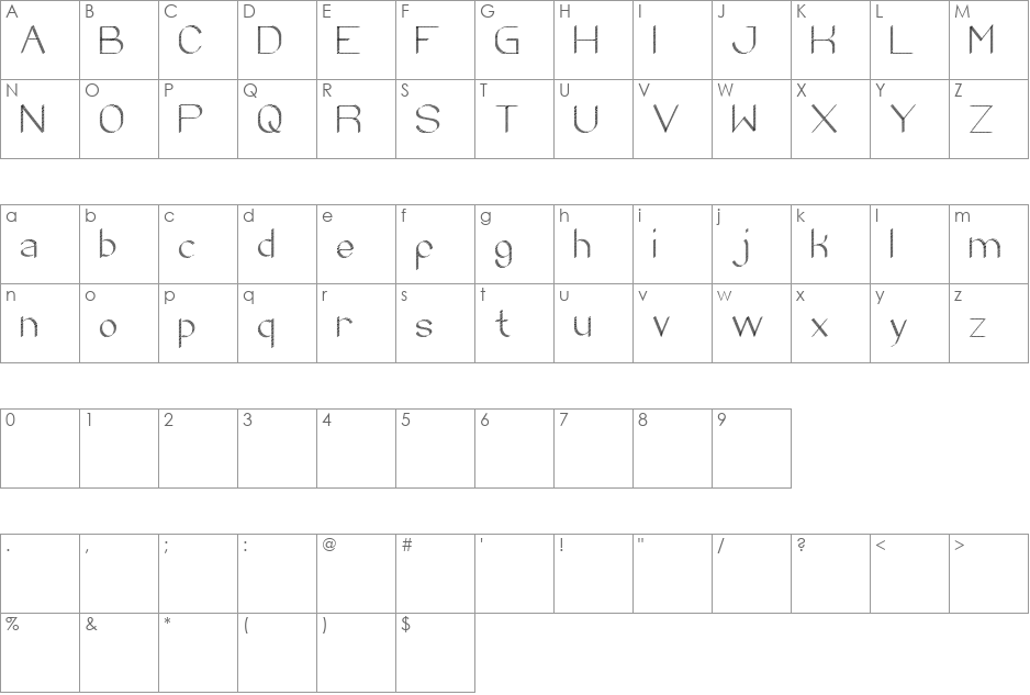 zebra CROSS font character map preview