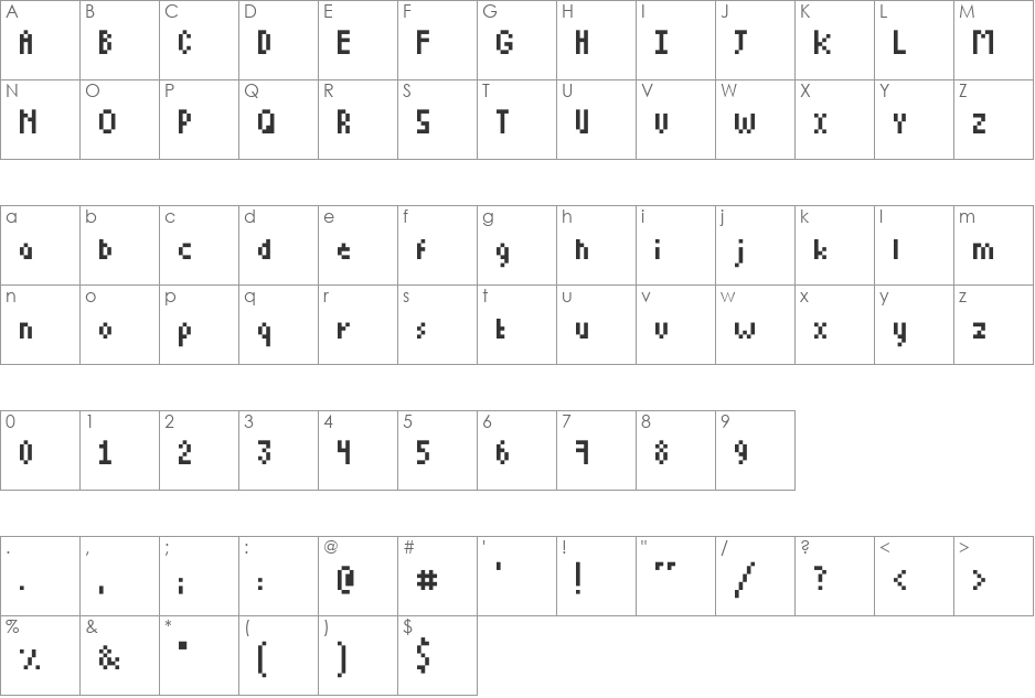bitxie font character map preview